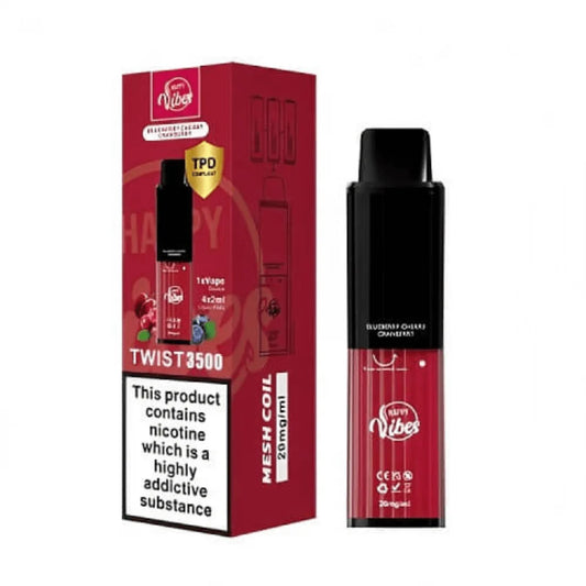 Happy Vibe 2400 Disposable Device 20MG - Box of 5 Fizzy Cherry