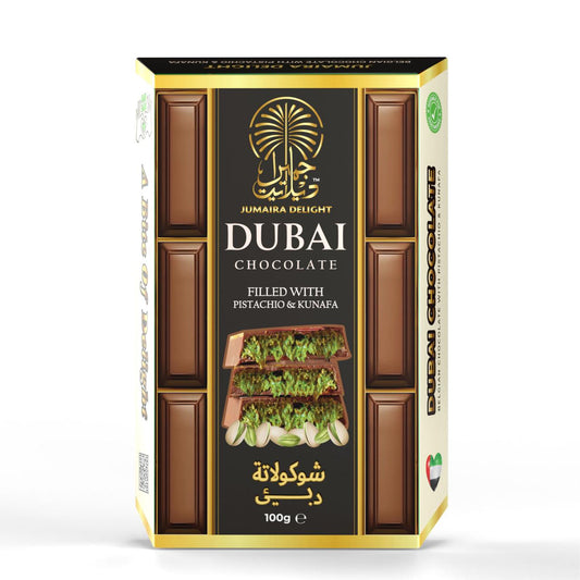 Dubai Chocolate Bar Pistachio –  100g Kunafa & Pistachio Cream Filling – Luxurious Fix Dubai Chocolate - Viral Milk Choclate With Kadayif & Kataifi – Perfect for Kids, Family & Friend  | |  Pack of 12