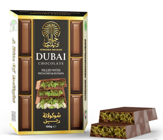 Dubai Chocolate Bar Pistachio –  100g Kunafa & Pistachio Cream Filling – Luxurious Fix Dubai Chocolate - Viral Milk Choclate With Kadayif & Kataifi – Perfect for Kids, Family & Friend  | |  Pack of 12