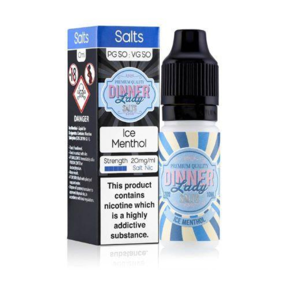 Pack of 10 Dinner Lady 10ml Nic Salts E-Liquid_ice menthol(8)