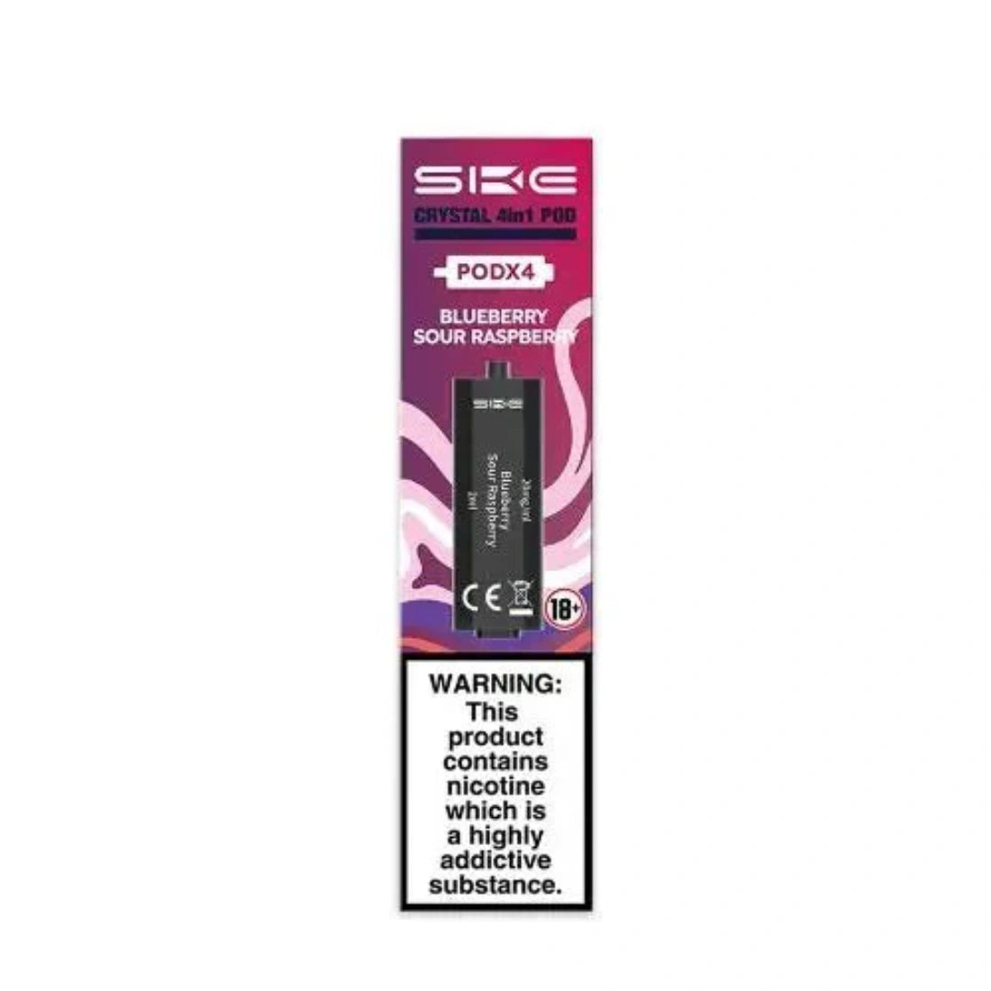 SKE Crystal 4 In 1 Pre-Filled Pods &#8211; 20MG Box Of 10 Blueberry Sour Raspberry
